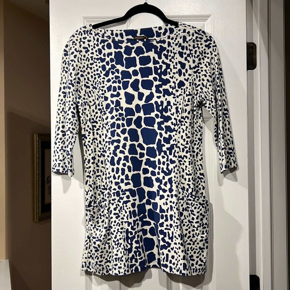 J. McLaughlin cozy top/ tunic animal print 3/4 sleeves